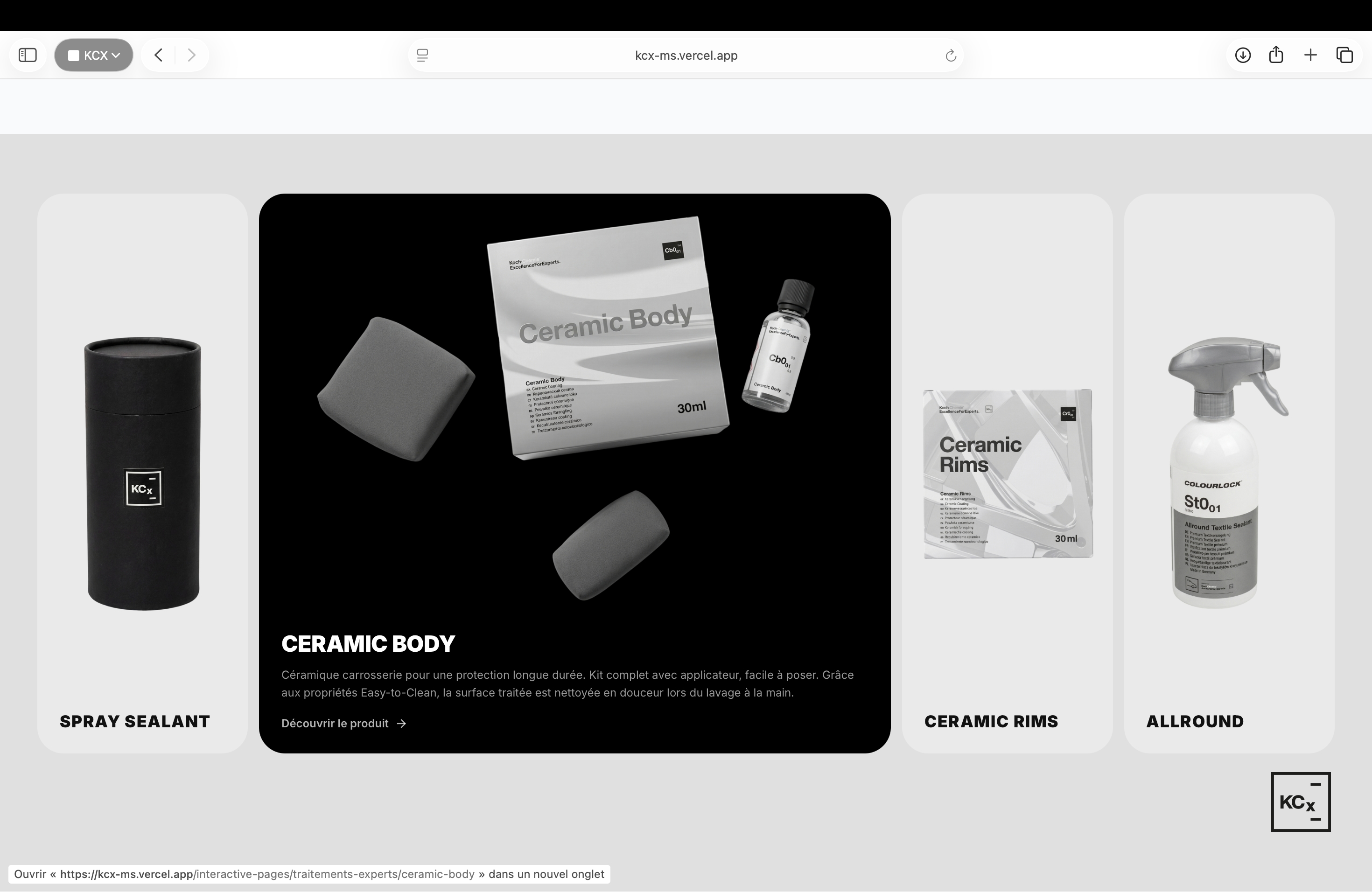 Traitements Experts product selection screen